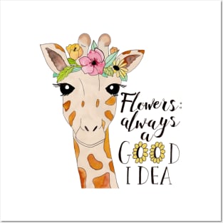 Flower Crown Giraffe Posters and Art